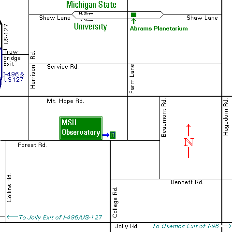Map to MSU Observatory