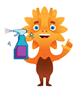 Abrams Mascot with Spray Bottle